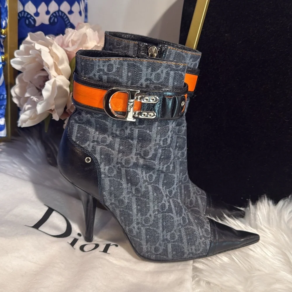 Christian Dior Diorissimo Pattern Denim Sock Boots - Picture 5 of 10